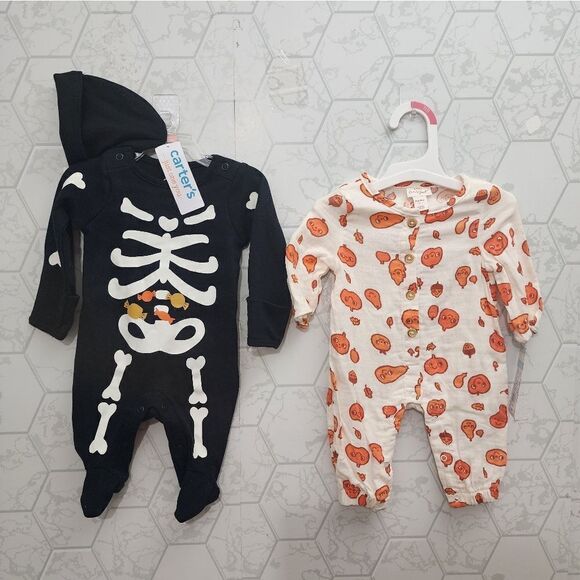 Nwt Unisex Boy's or Girl's Halloween Thanksgiving Clothes Bundle,  Size NB - Picture 1 of 5